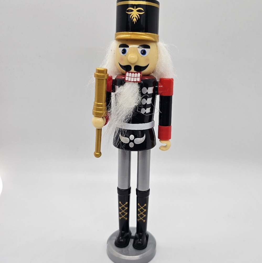 Christmas Holiday Decor 9.5" Nutcracker Soldier Black Jacket Gray Greenbrier Inc